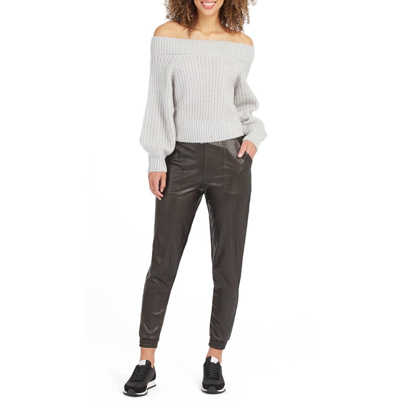 SPANX Faux Leather Leather-Like Jogger Joggers Pants, Size Small - Thumbnail 4