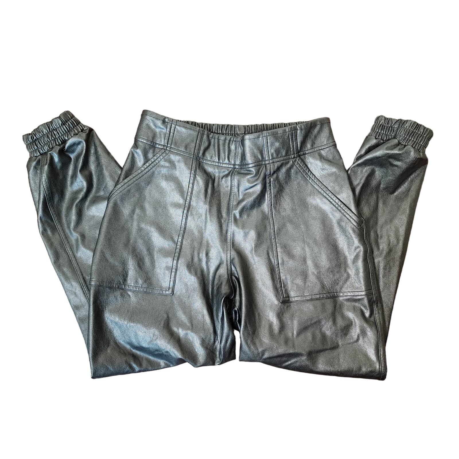 SPANX Faux Leather Leather-Like Jogger Joggers Pants, Size Small - Thumbnail 6