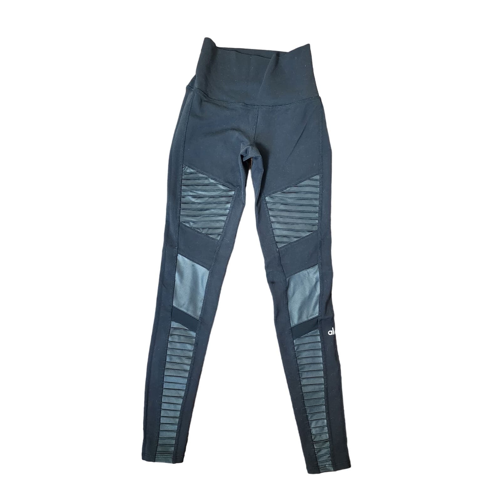 Alo Yoga High-Waist Mesh Black Moto Leggings, XS - Thumbnail 5