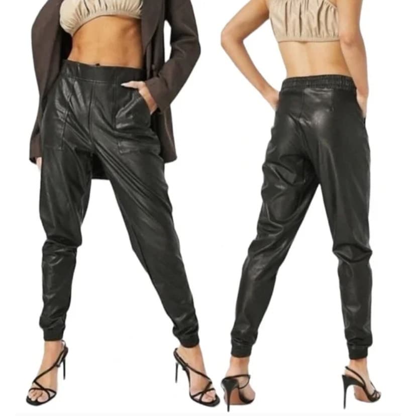 SPANX Faux Leather Leather-Like Jogger Joggers Pants, Size Small - Image 1