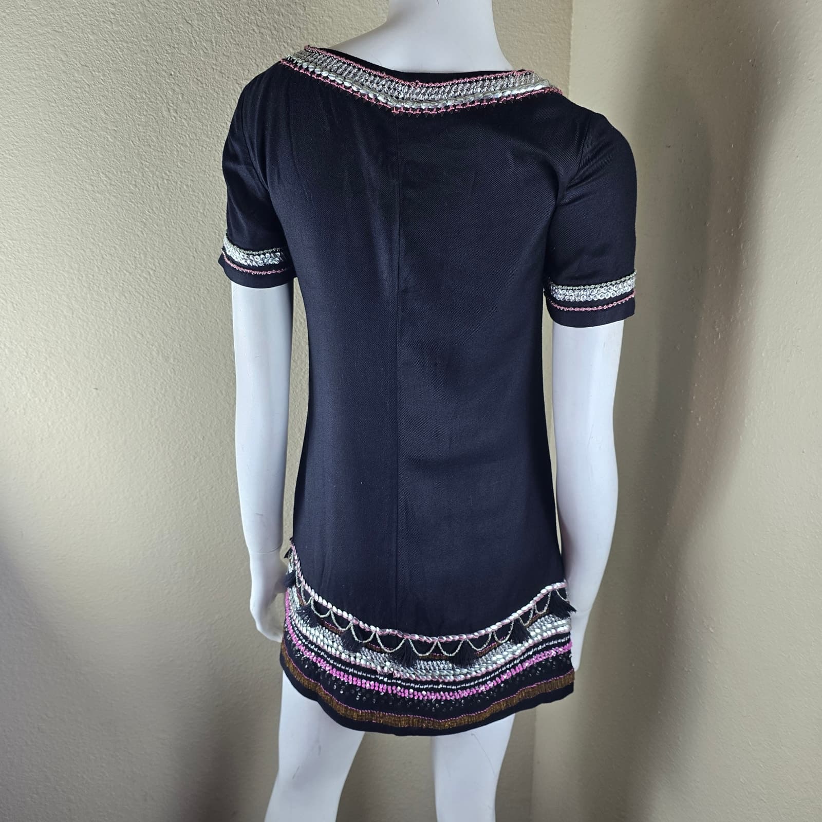 Anthropologie Maeve Stitched Beaded Catriona Micro Mini Dress, 00P NWOT - Thumbnail 4