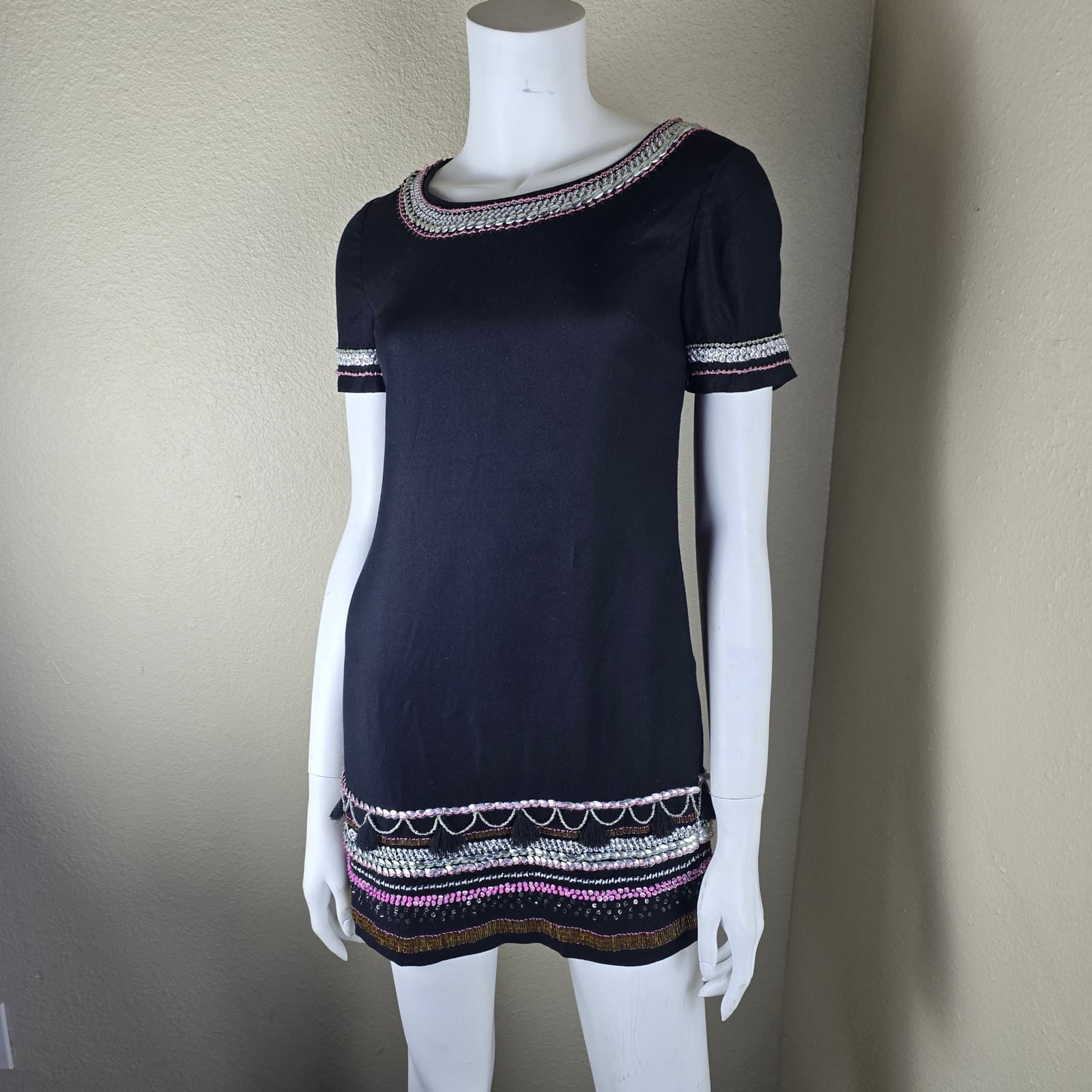 Anthropologie Maeve Stitched Beaded Catriona Micro Mini Dress, 00P NWOT - Thumbnail 3