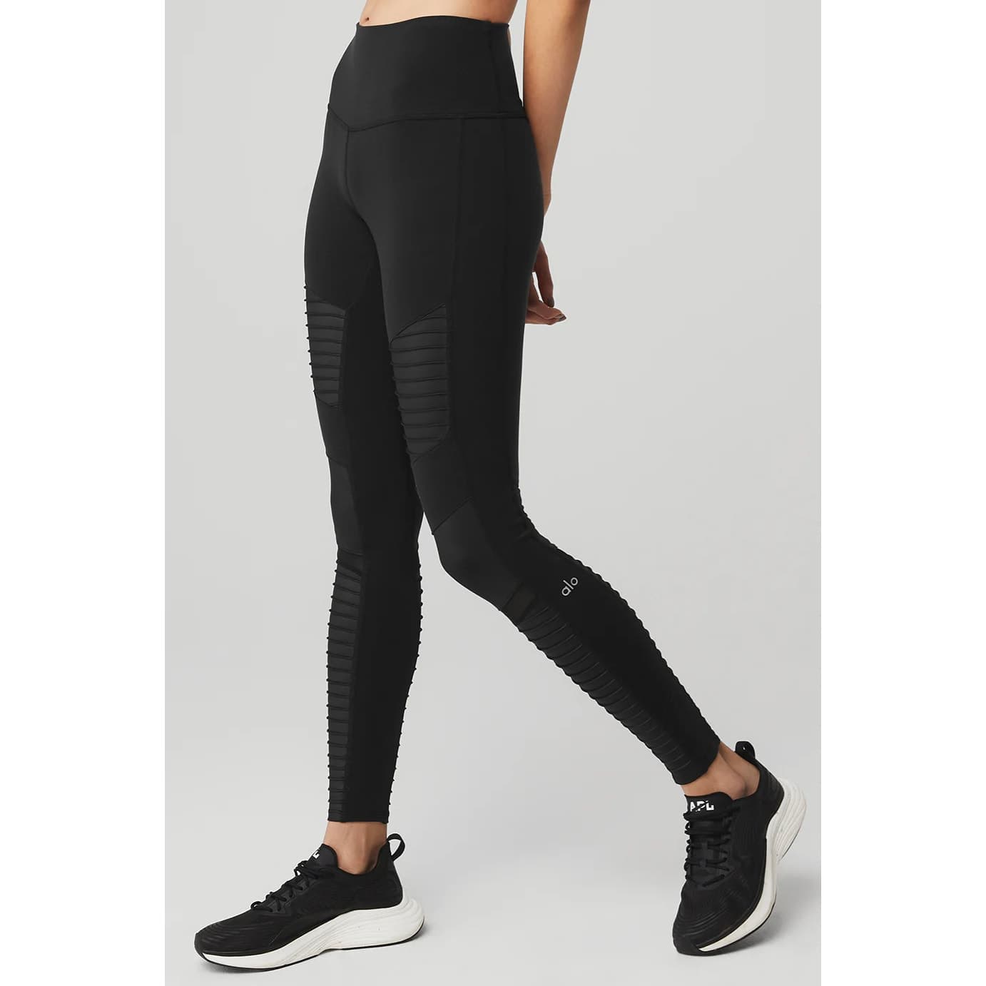 Alo Yoga High-Waist Mesh Black Moto Leggings, XS - Thumbnail 3