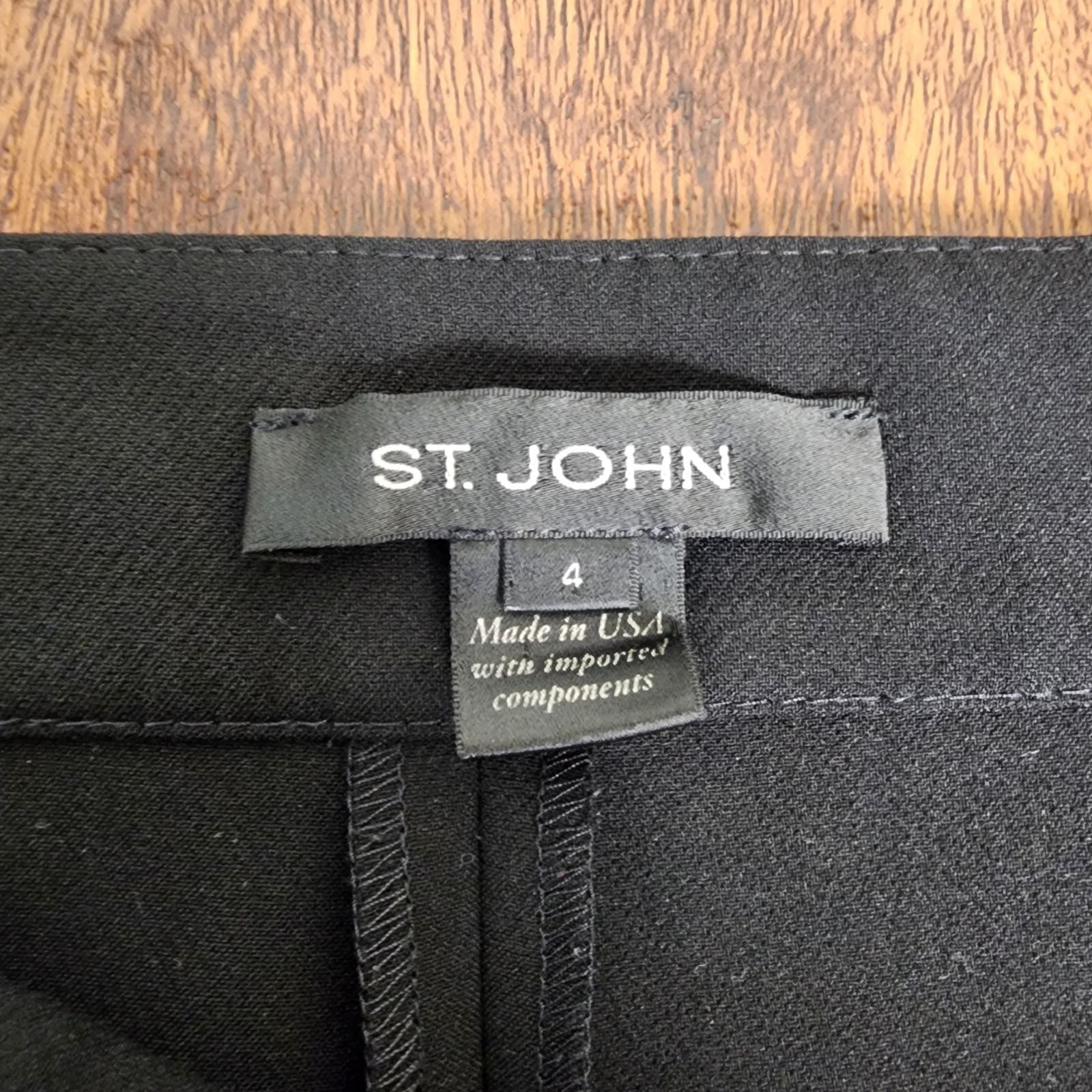St. John Black Dress Pants with Zipper at Ankle, Size 4, Made in USA, Designer - Thumbnail 10