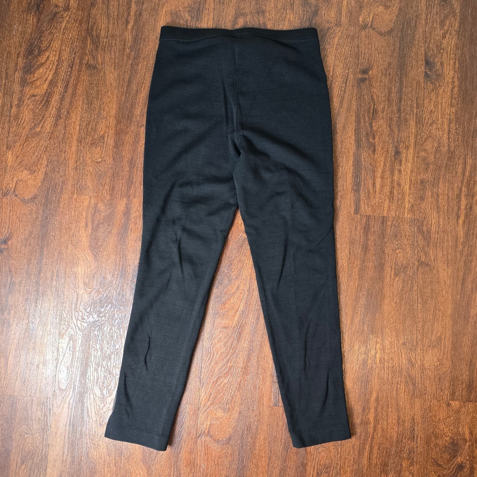 St. John Black Wool Blend Dress Pants with 100% Leather Strip Down Side, Size 8 - Thumbnail 6