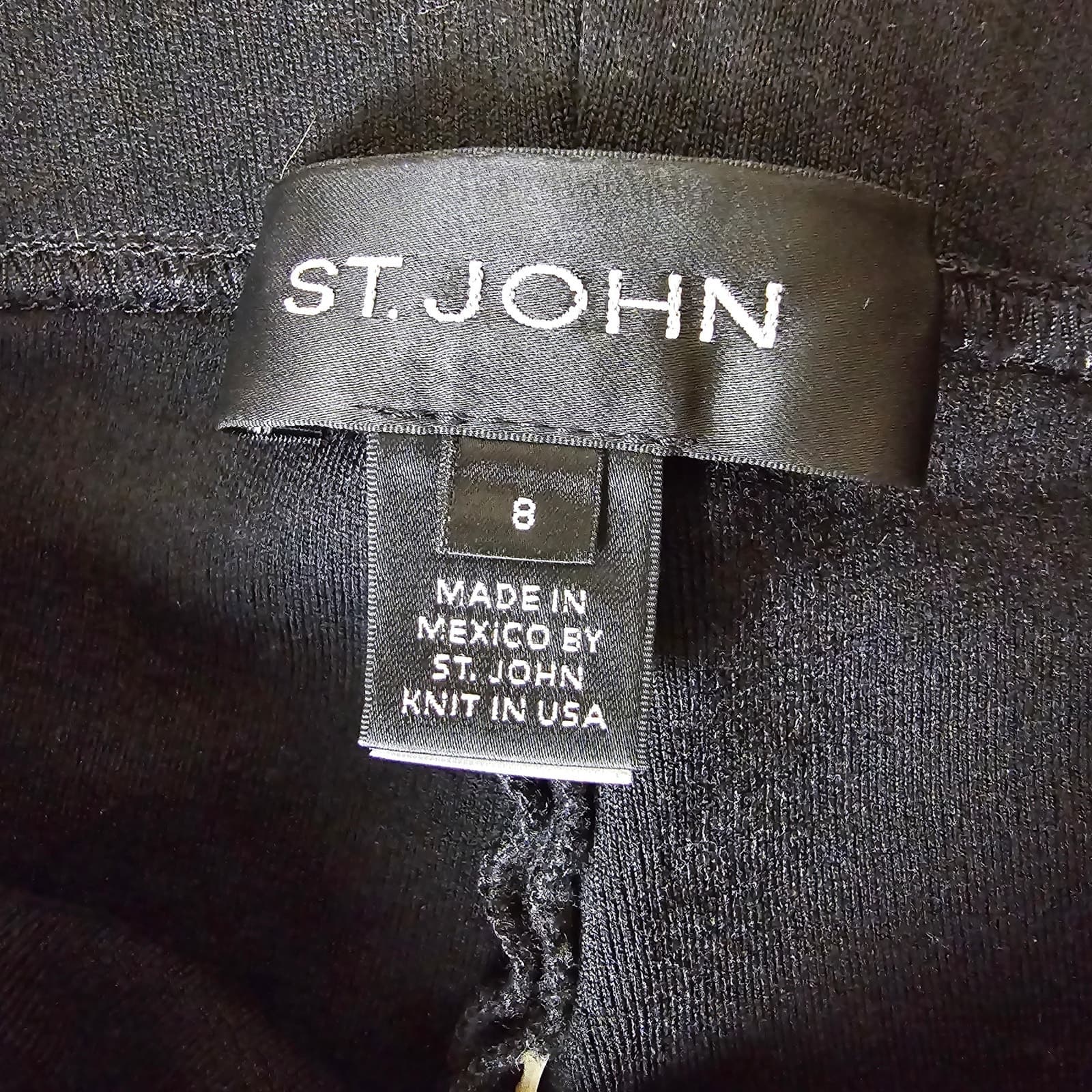 St. John Black Wool Blend Dress Pants with 100% Leather Strip Down Side, Size 8 - Thumbnail 8