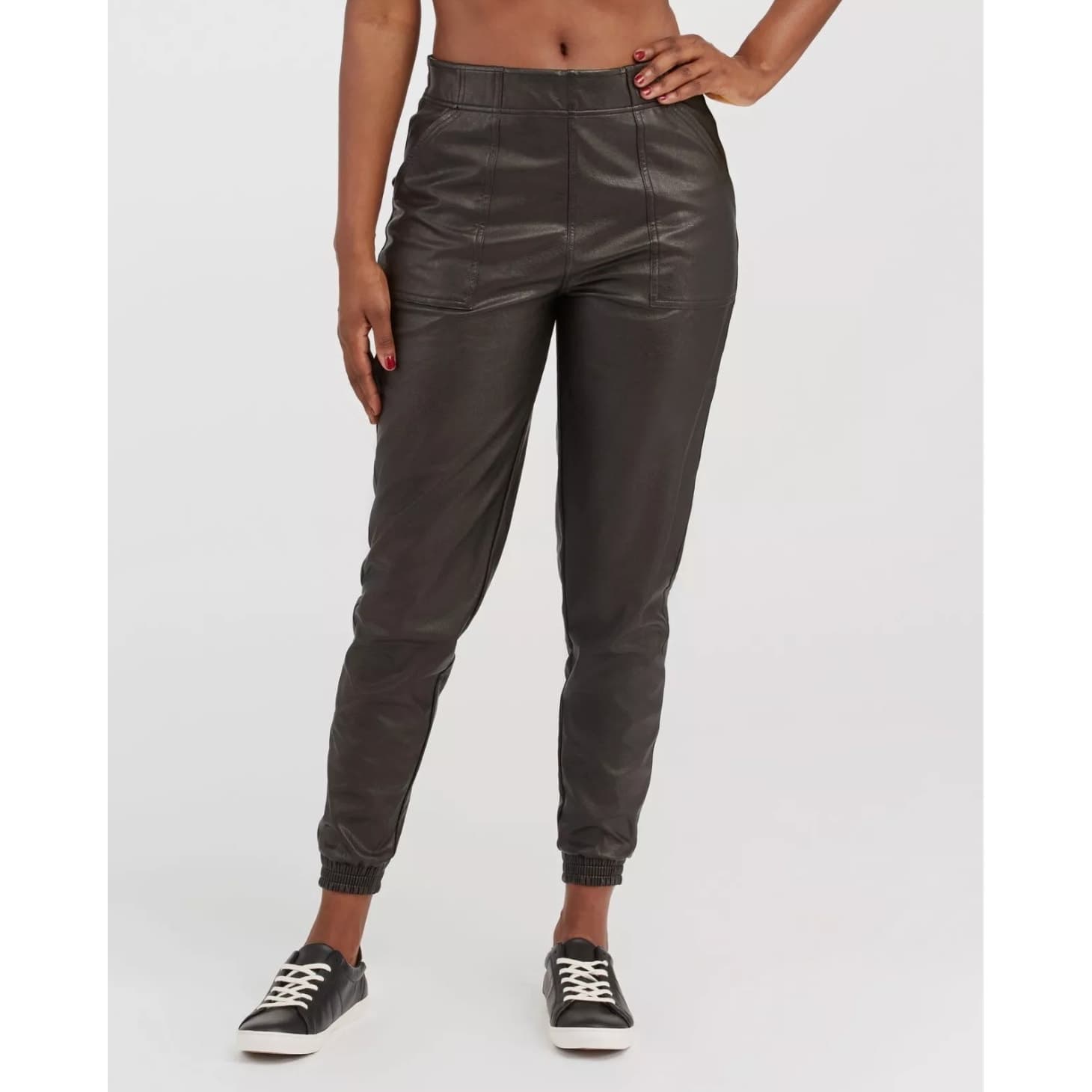 SPANX Faux Leather Leather-Like Jogger Joggers Pants, Size Small - Thumbnail 2