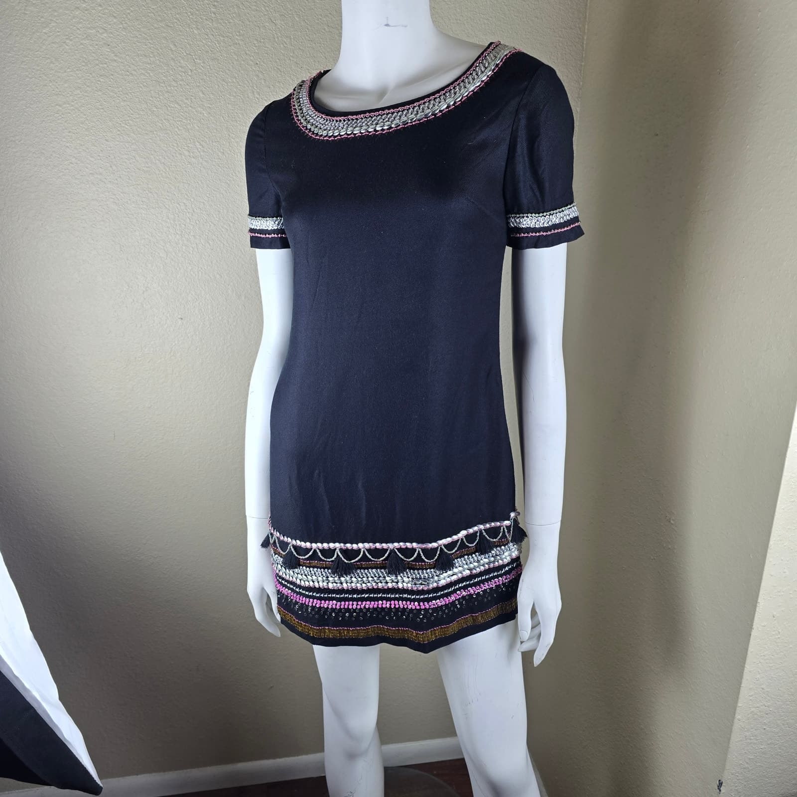 Anthropologie Maeve Stitched Beaded Catriona Micro Mini Dress, 00P NWOT - Thumbnail 6