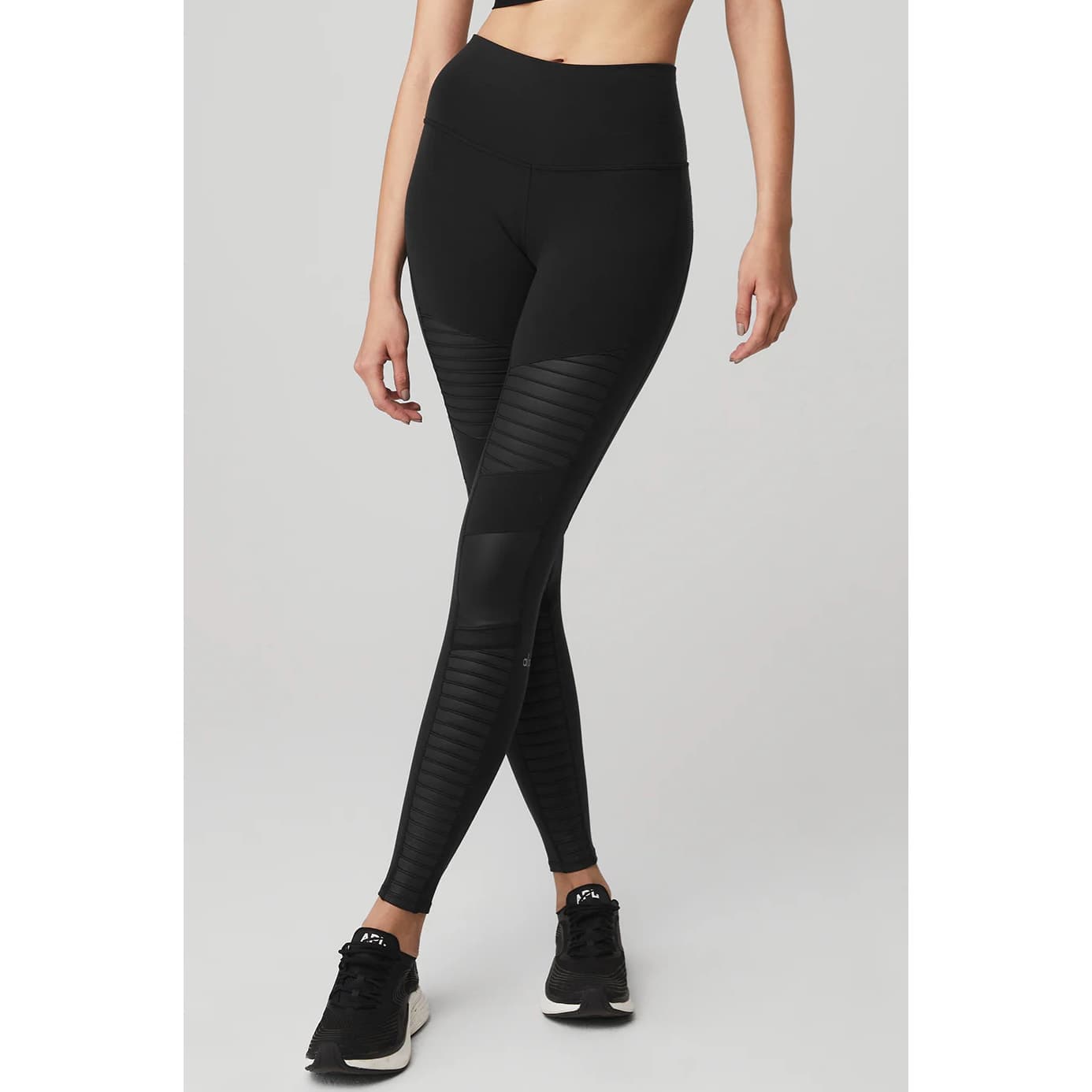 Alo Yoga High-Waist Mesh Black Moto Leggings, XS - Image 1