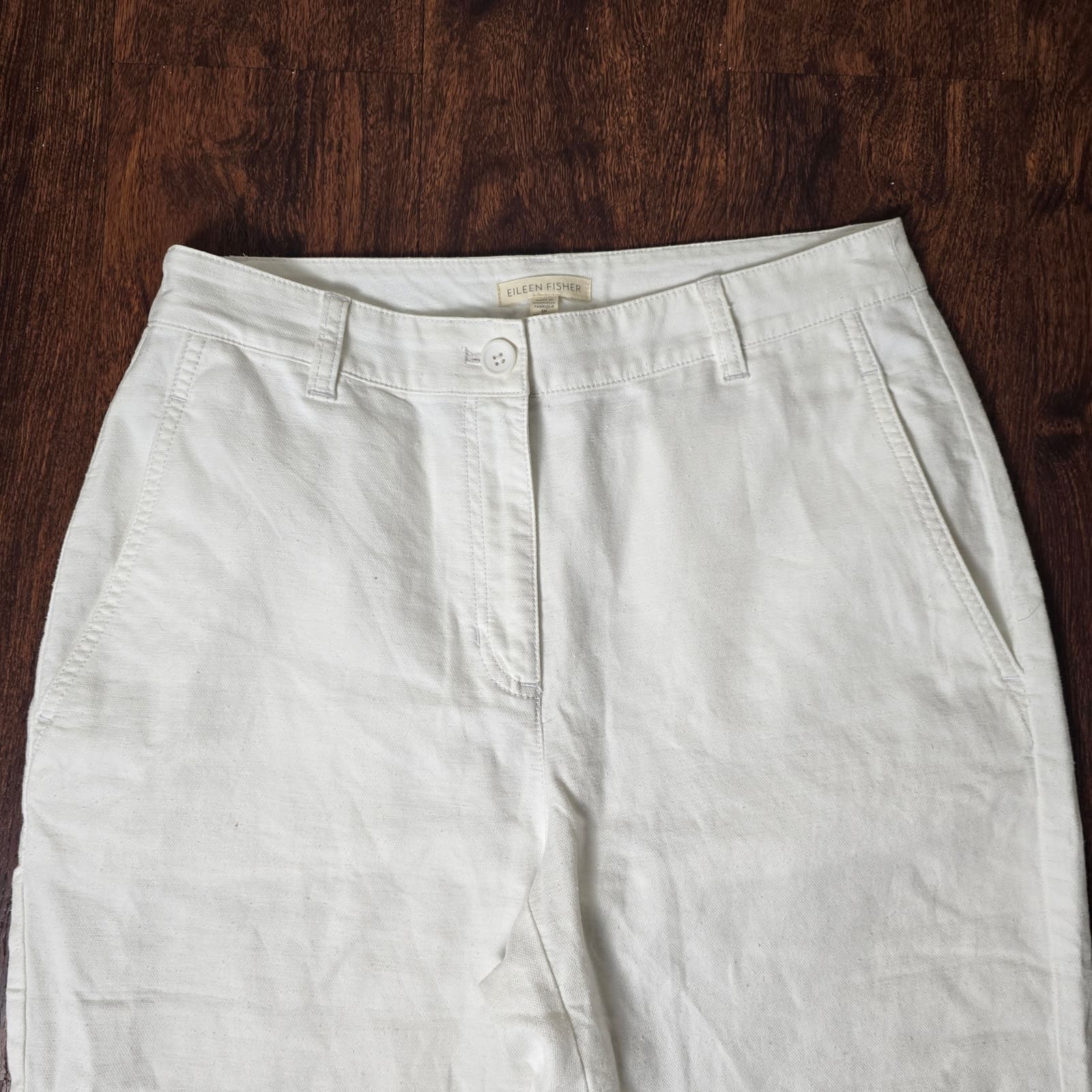 Eileen Fisher Organic Cotton Hemp Tapered Ankle Pants, White, 6P - Thumbnail 6