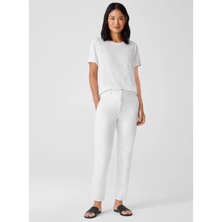 Eileen Fisher Organic Cotton Hemp Tapered Ankle Pants, White, 6P - Image 1