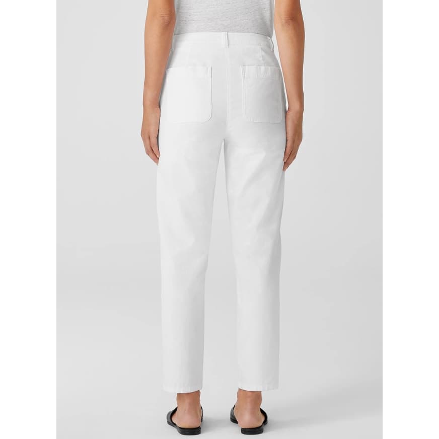 Eileen Fisher Organic Cotton Hemp Tapered Ankle Pants, White, 6P - Thumbnail 3