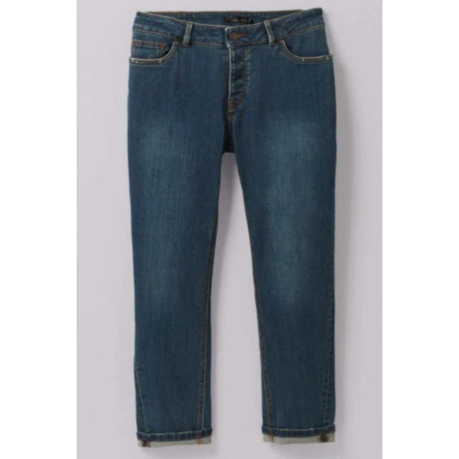 prAna Buxton Slim Boyfriend High Rise Dark Wash Button Fly Jeans Organic Cotton - Image 1