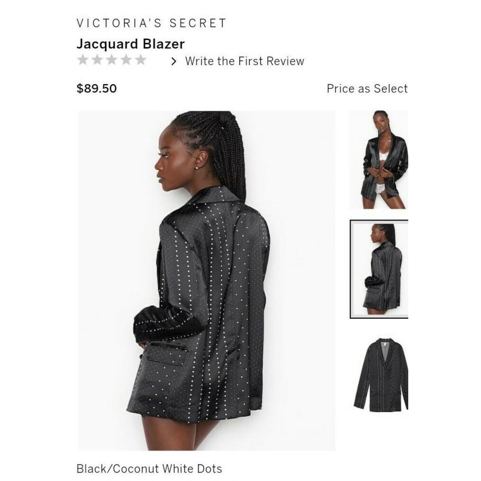 Victoria's Secret Jacquard Satin Blazer and Matching Pants Sleepwear Pajamas L - Thumbnail 2