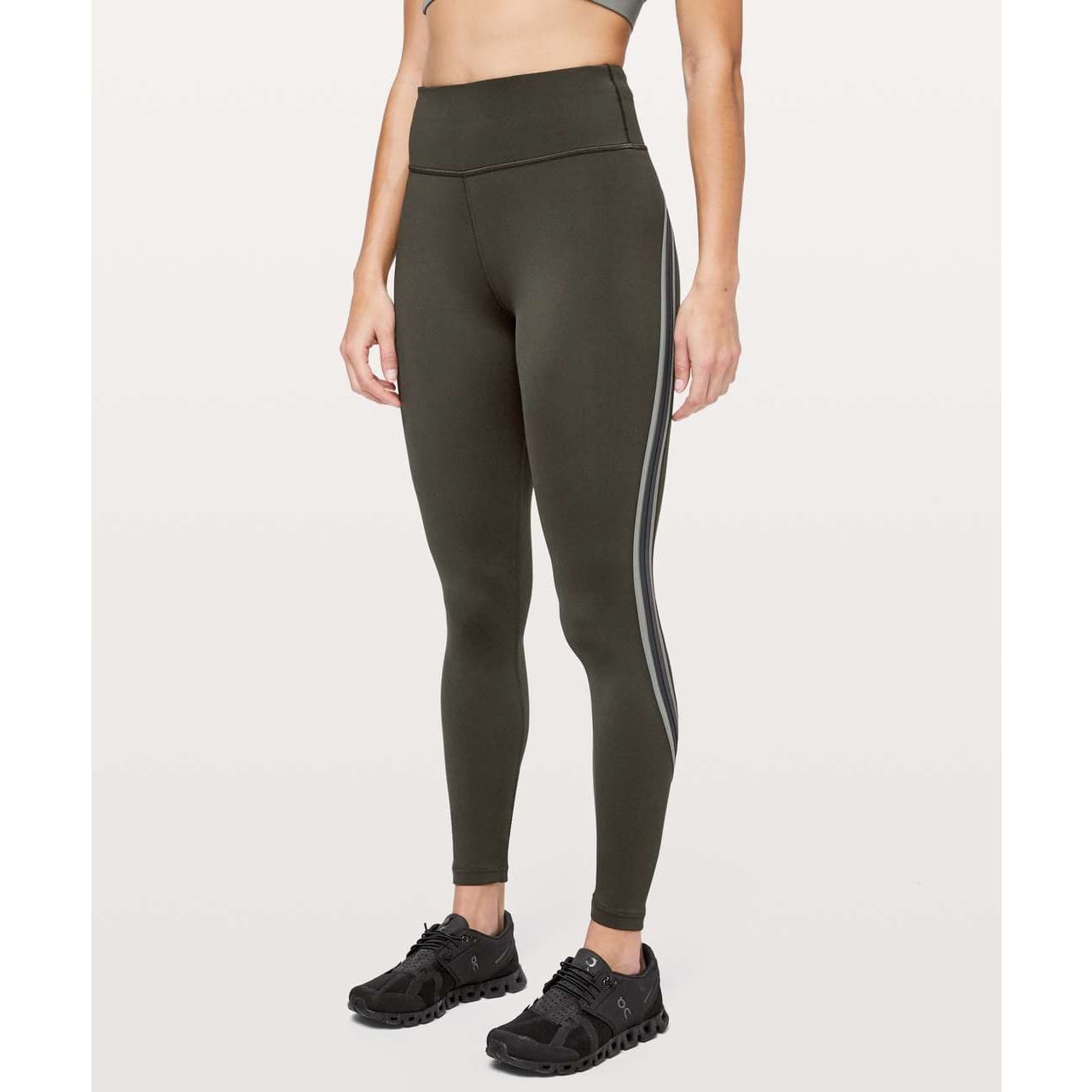 Lululemon Run Crew Tight *28" Dark Olive / Obsidian / Grey Sage, Size 6 - Thumbnail 2