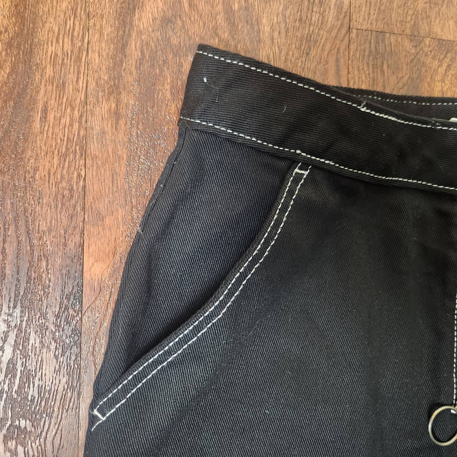 VANS Black Y2K Skirt with Contrast Stitching Patches Front Zipper, Small - Thumbnail 5