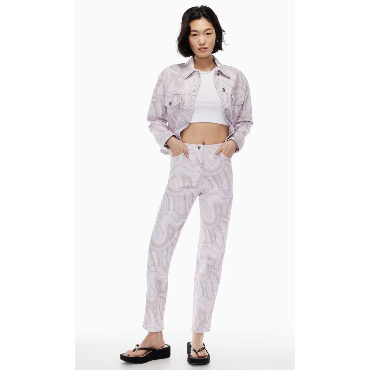 Aritzia Wilfred Free Vera Pant - High Waisted Swirl Print Twill Pants, Size 2 - Image 1
