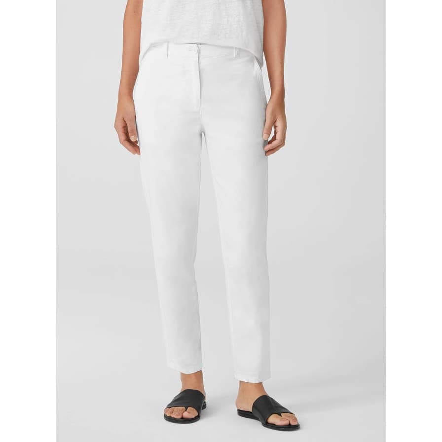 Eileen Fisher Organic Cotton Hemp Tapered Ankle Pants, White, 6P - Thumbnail 2