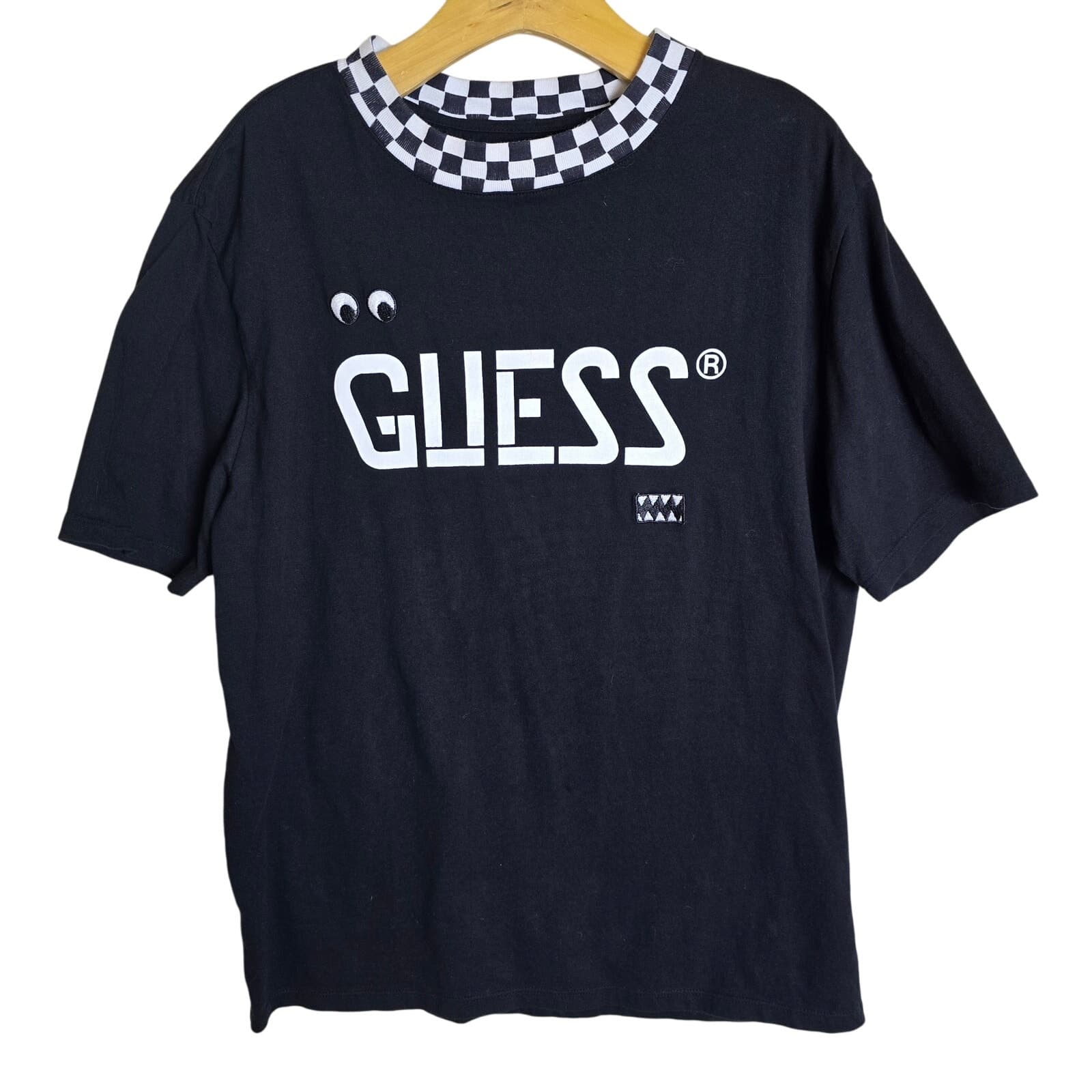 GUESS x J. BALVIN Checkered Collar Logo Tee, Small - Thumbnail 3