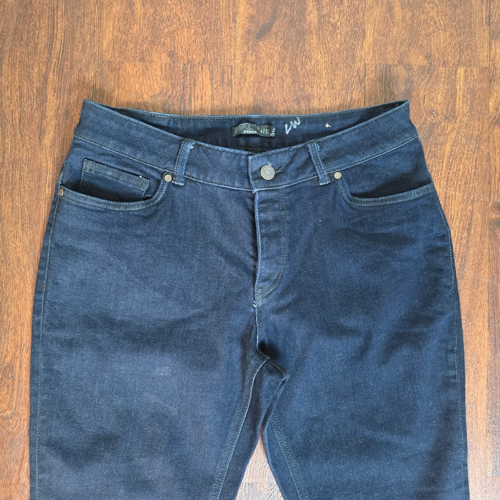 prAna Buxton Slim Boyfriend High Rise Dark Wash Button Fly Jeans Organic Cotton - Thumbnail 3