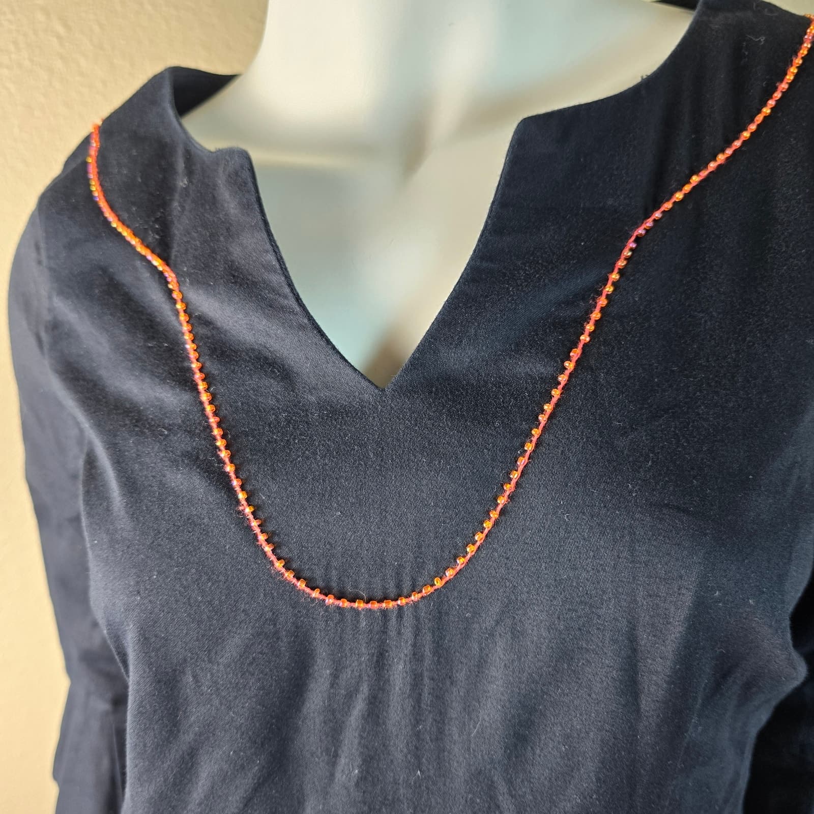 Lilly Pulitzer Black Shailene Coral Embroidered & Beaded 3/4 Sleeve Tunic Dress - Thumbnail 4