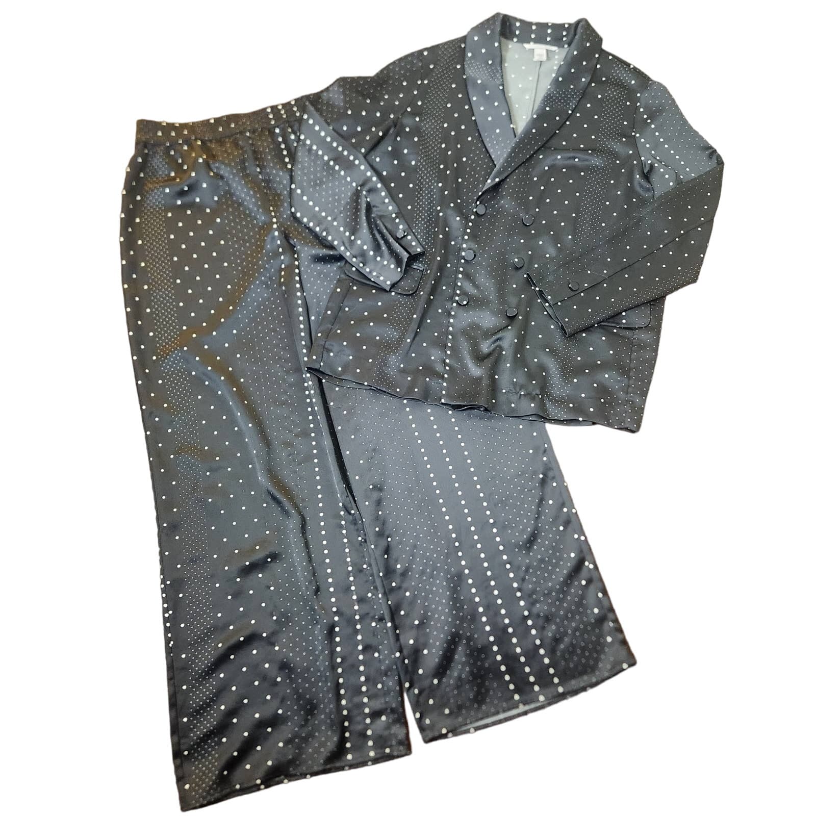 Victoria's Secret Jacquard Satin Blazer and Matching Pants Sleepwear Pajamas L - Thumbnail 3