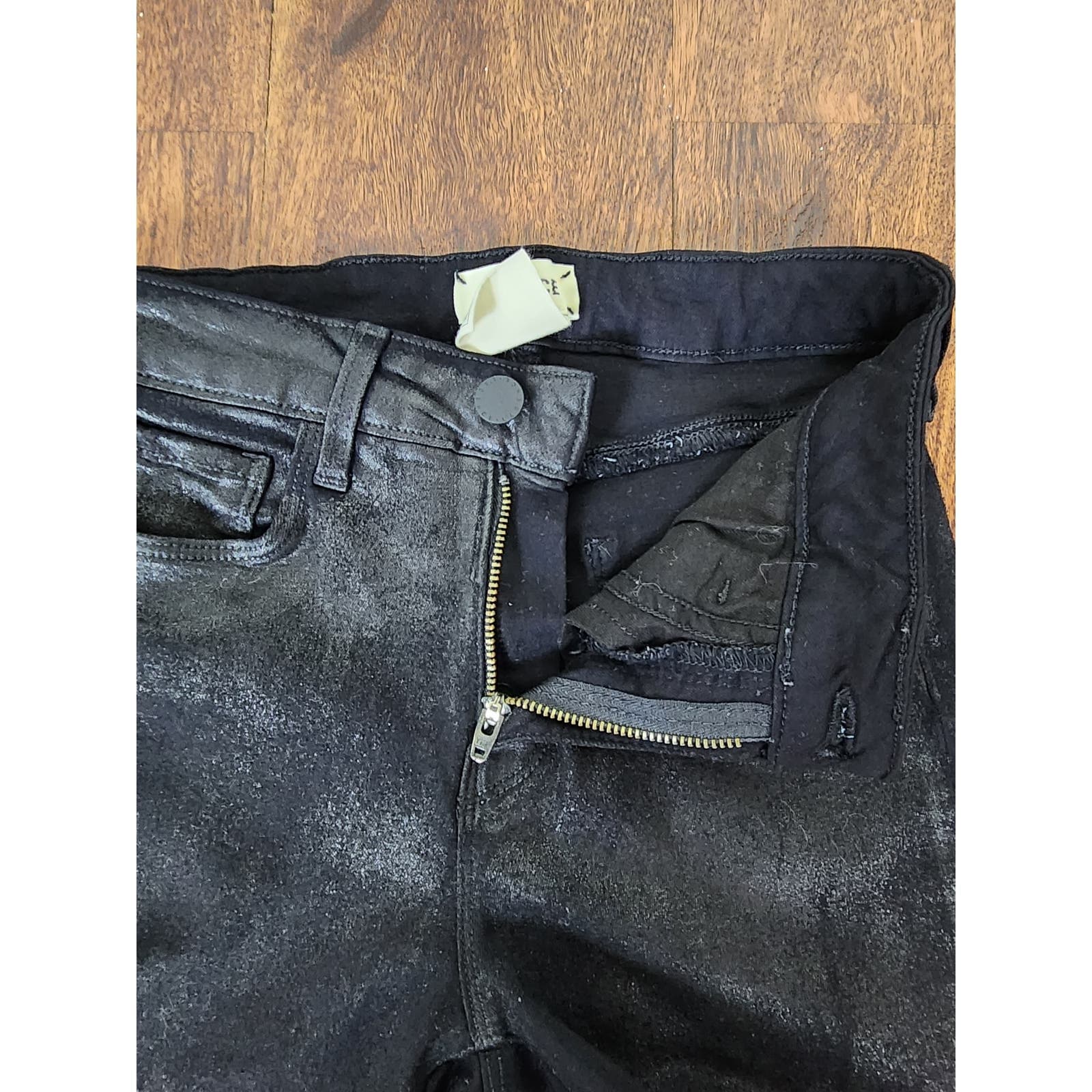 L'AGENCE Margot Black Coated High Rise Jeans, Size 24 - Thumbnail 9