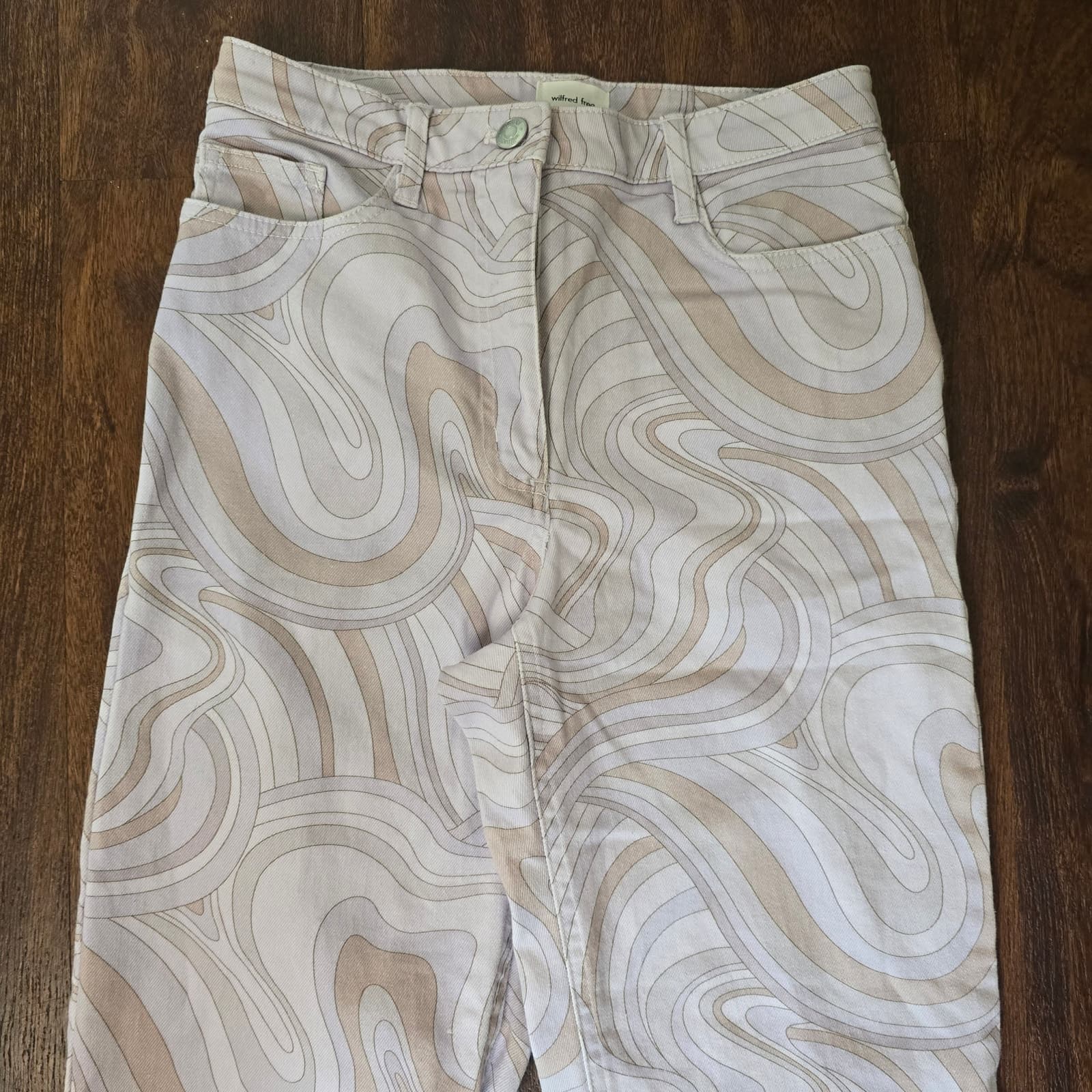 Aritzia Wilfred Free Vera Pant - High Waisted Swirl Print Twill Pants, Size 2 - Thumbnail 5