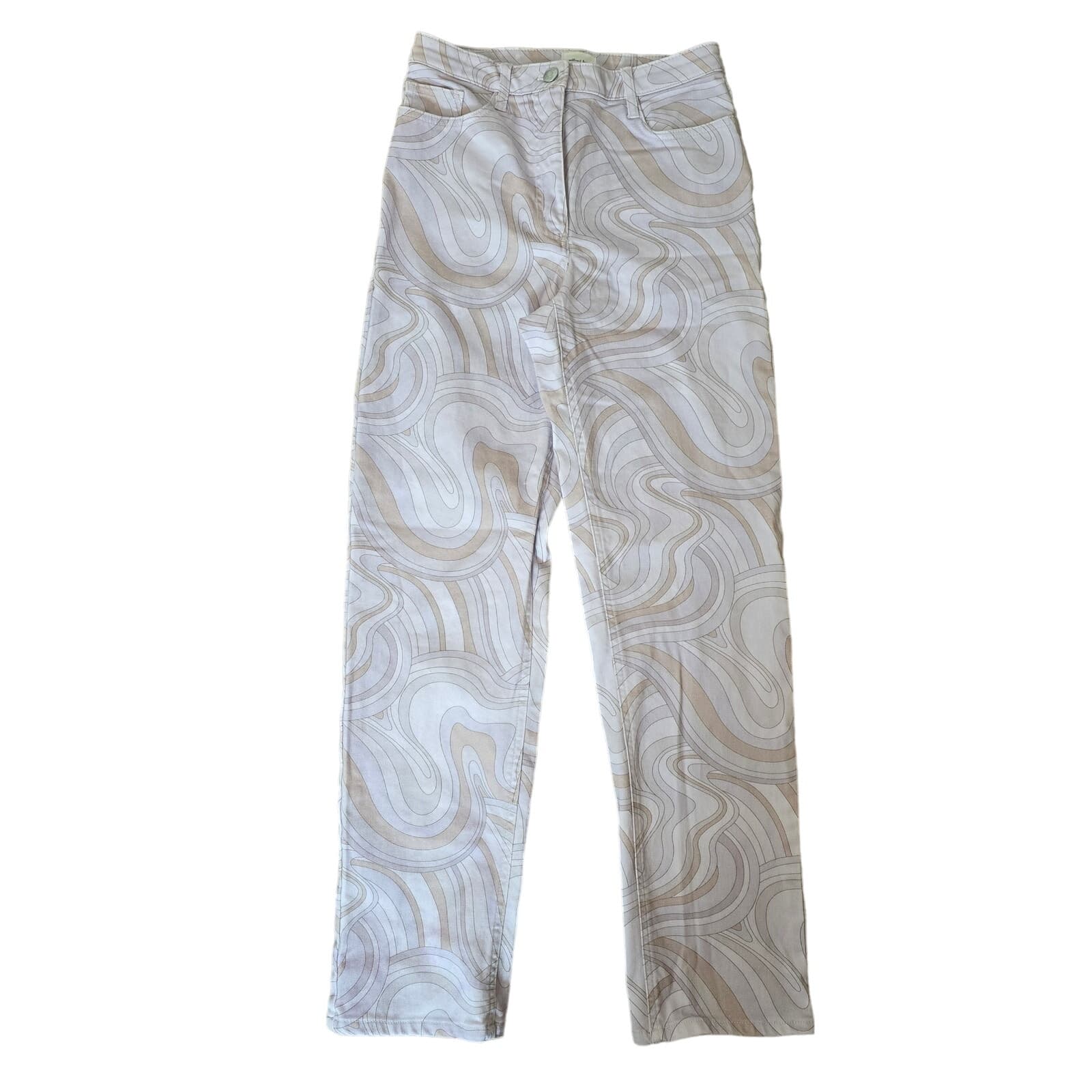 Aritzia Wilfred Free Vera Pant - High Waisted Swirl Print Twill Pants, Size 2 - Thumbnail 4