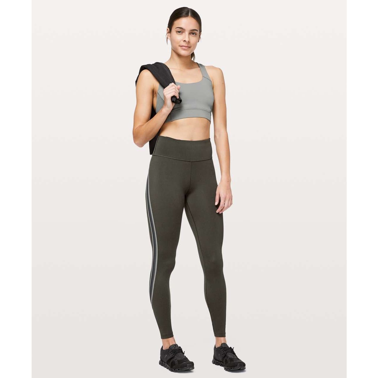 Lululemon Run Crew Tight *28" Dark Olive / Obsidian / Grey Sage, Size 6 - Thumbnail 3