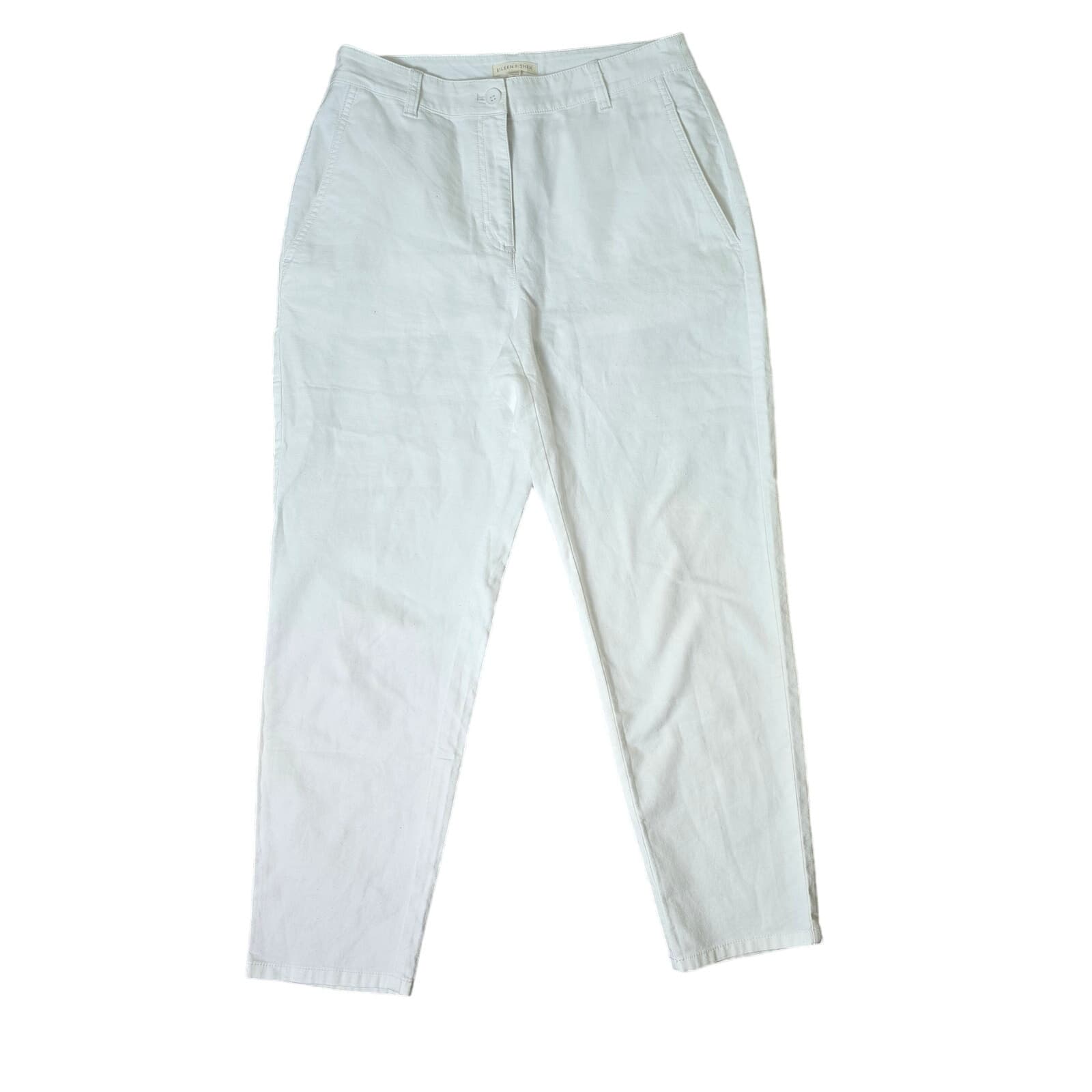 Eileen Fisher Organic Cotton Hemp Tapered Ankle Pants, White, 6P - Thumbnail 5