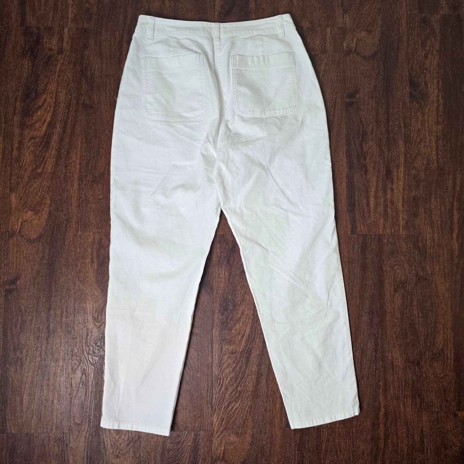 Eileen Fisher Organic Cotton Hemp Tapered Ankle Pants, White, 6P - Thumbnail 9