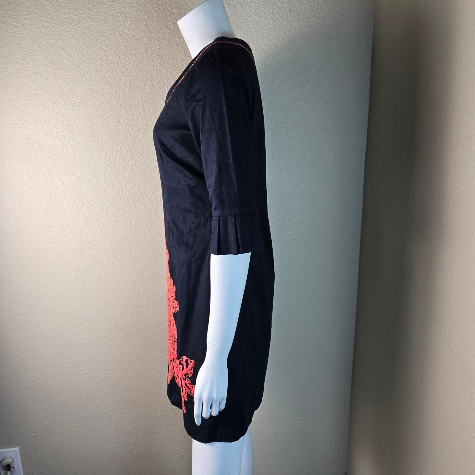 Lilly Pulitzer Black Shailene Coral Embroidered & Beaded 3/4 Sleeve Tunic Dress - Thumbnail 5