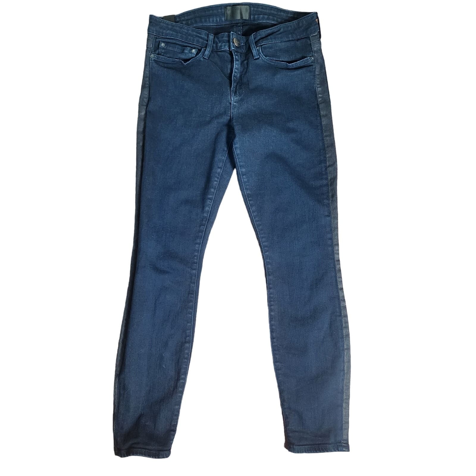 vince Dylan Skinny Jeans with Tuxedo Side Stripe in Dark Coastal Blue, Size 28 - Thumbnail 2