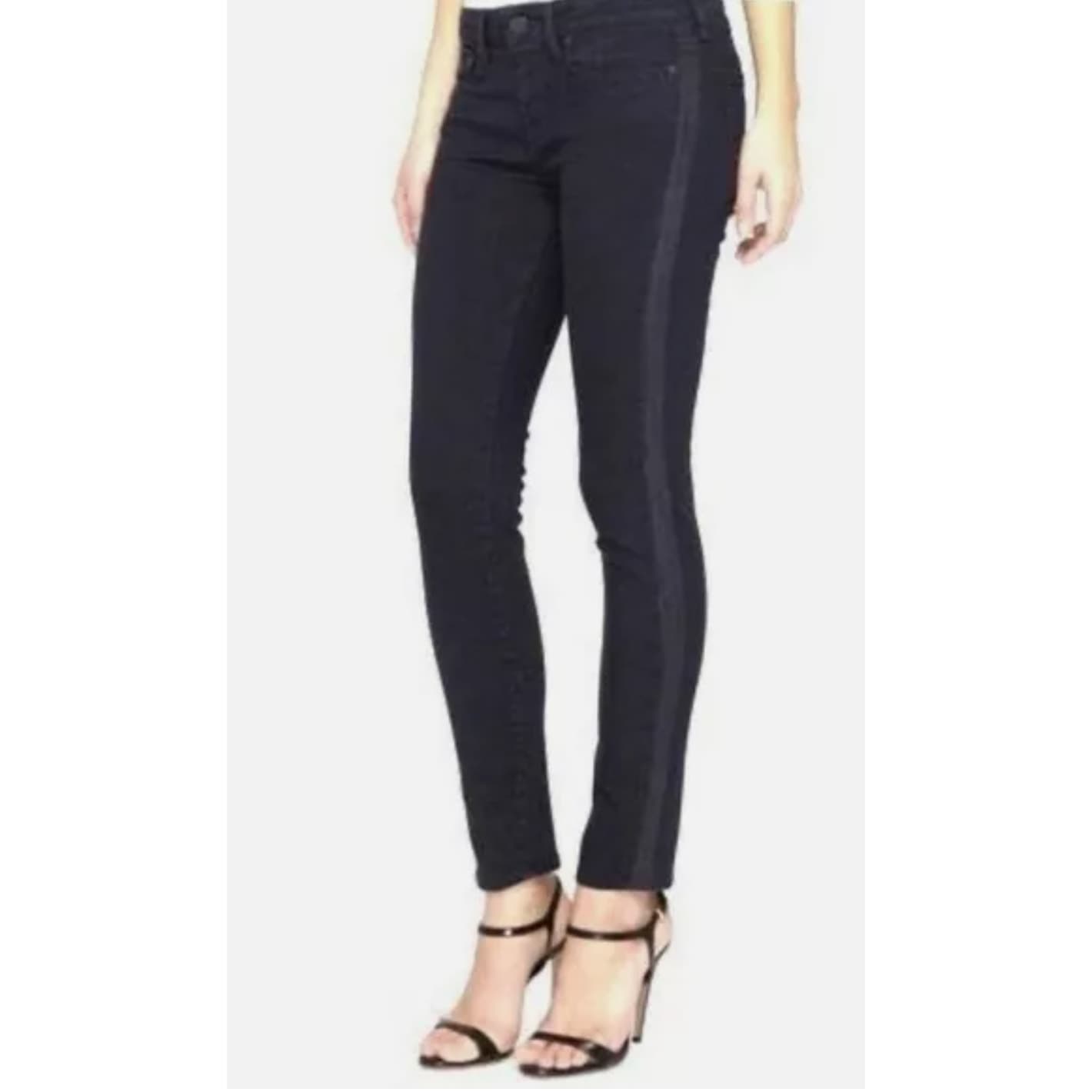 vince Dylan Skinny Jeans with Tuxedo Side Stripe in Dark Coastal Blue, Size 28 - Image 1