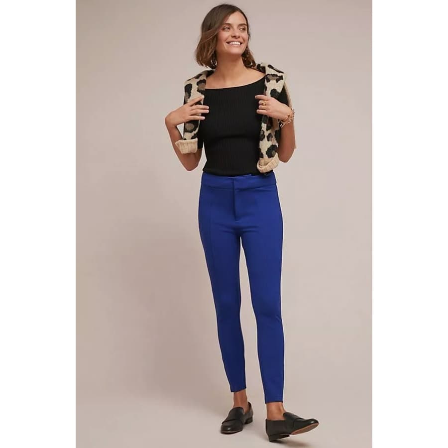 Anthropologie The Essential Slim Trouser Ankle Zip Size 10 Deep Blue, NWT - Image 1