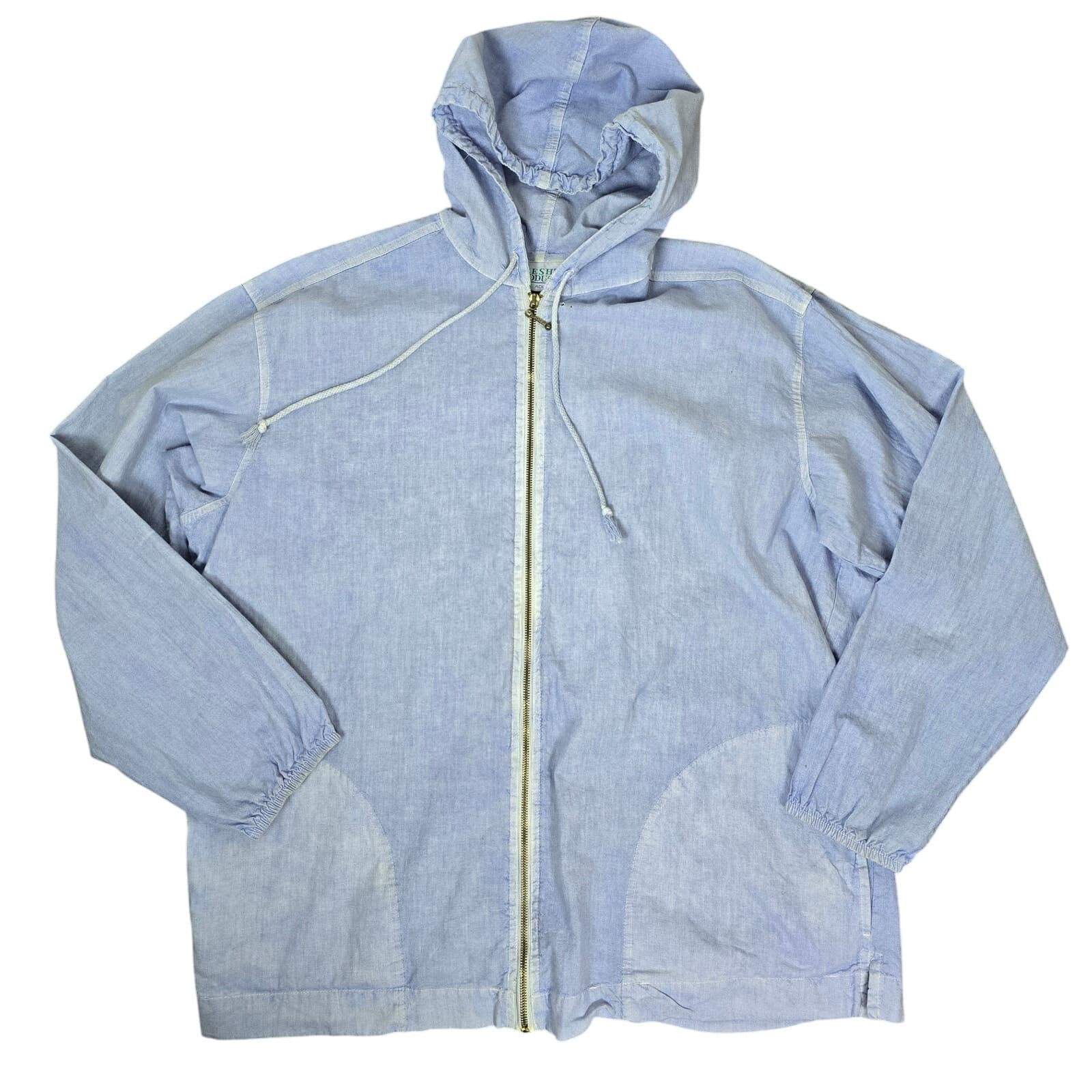 VINTAGE Fresh Produce 100% Cotton Full Zip Lightwetight Hooded Jacket XL - Thumbnail 3