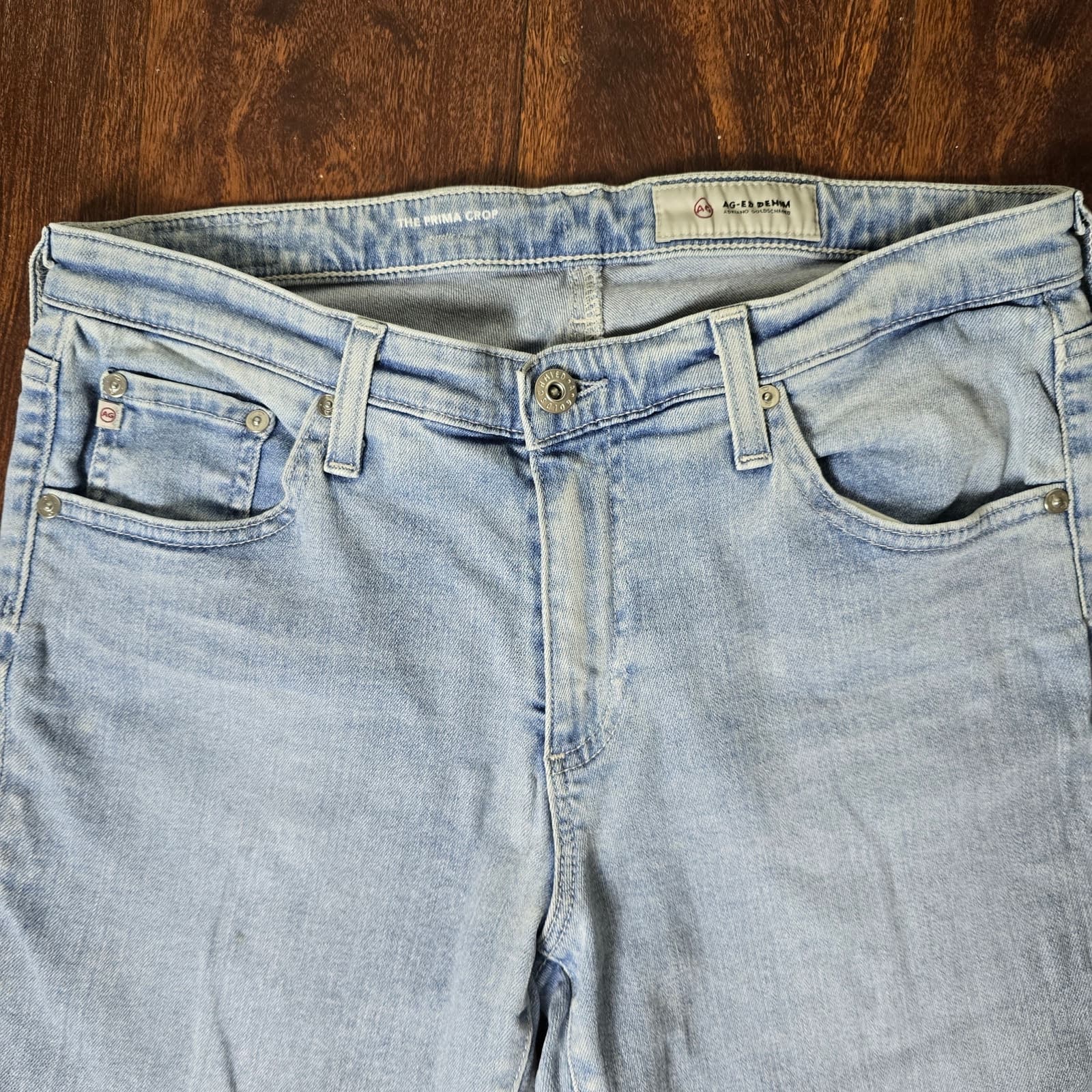 AG Jeans AG-ED Denim The Prima Cigarette Crop Light Wash Mid Rise Jeans Size 30 - Thumbnail 5