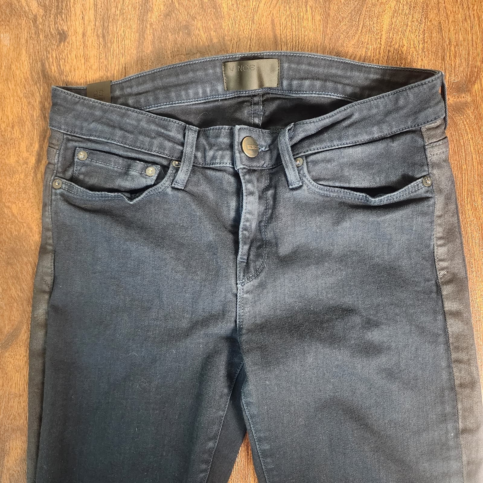 vince Dylan Skinny Jeans with Tuxedo Side Stripe in Dark Coastal Blue, Size 28 - Thumbnail 4