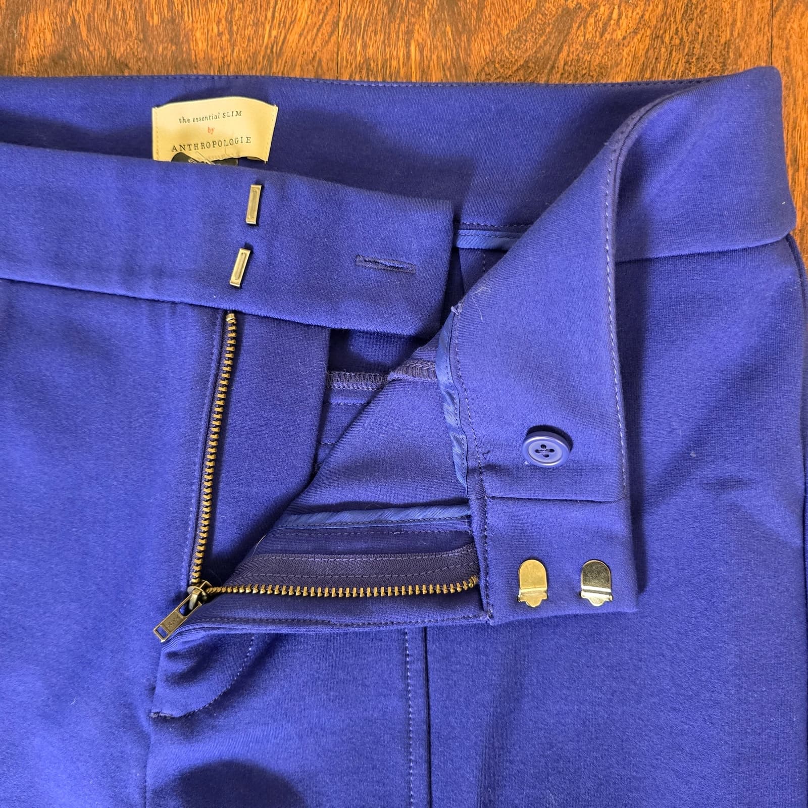 Anthropologie The Essential Slim Trouser Ankle Zip Size 10 Deep Blue, NWT - Thumbnail 7
