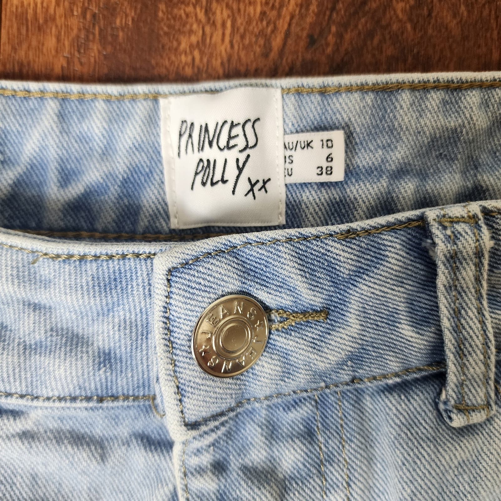 Princess Polly Light Wash Rolled Cuff Destroyed Boyfriend Cut Jeans, Size 6 - Thumbnail 9