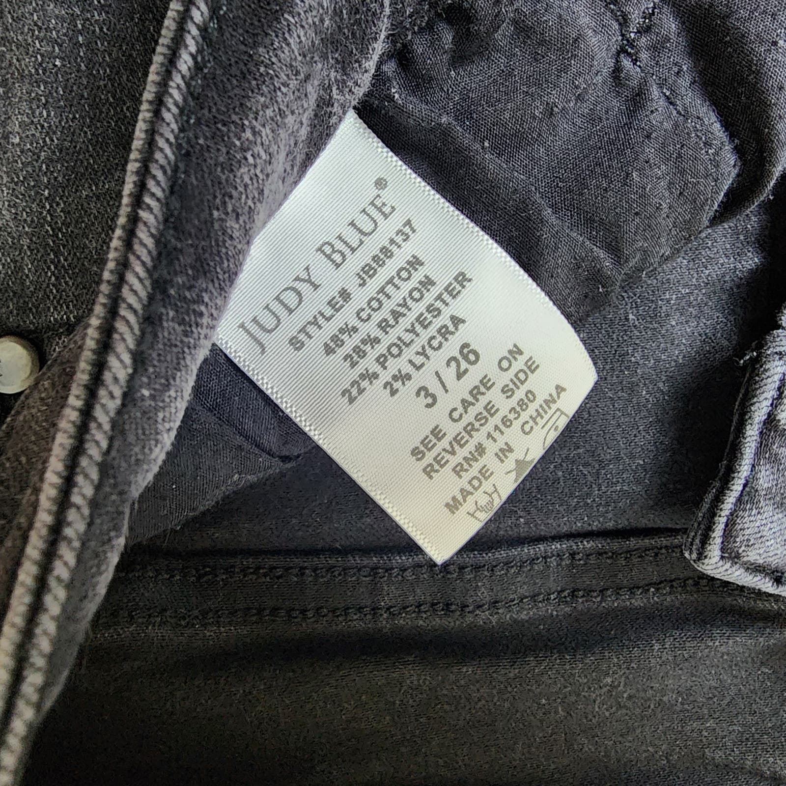 Judy Blue Black, Mid-Rise Destroyed Slim Fit Raw Hem Jeans, Size 3/26 JB88137 - Thumbnail 12