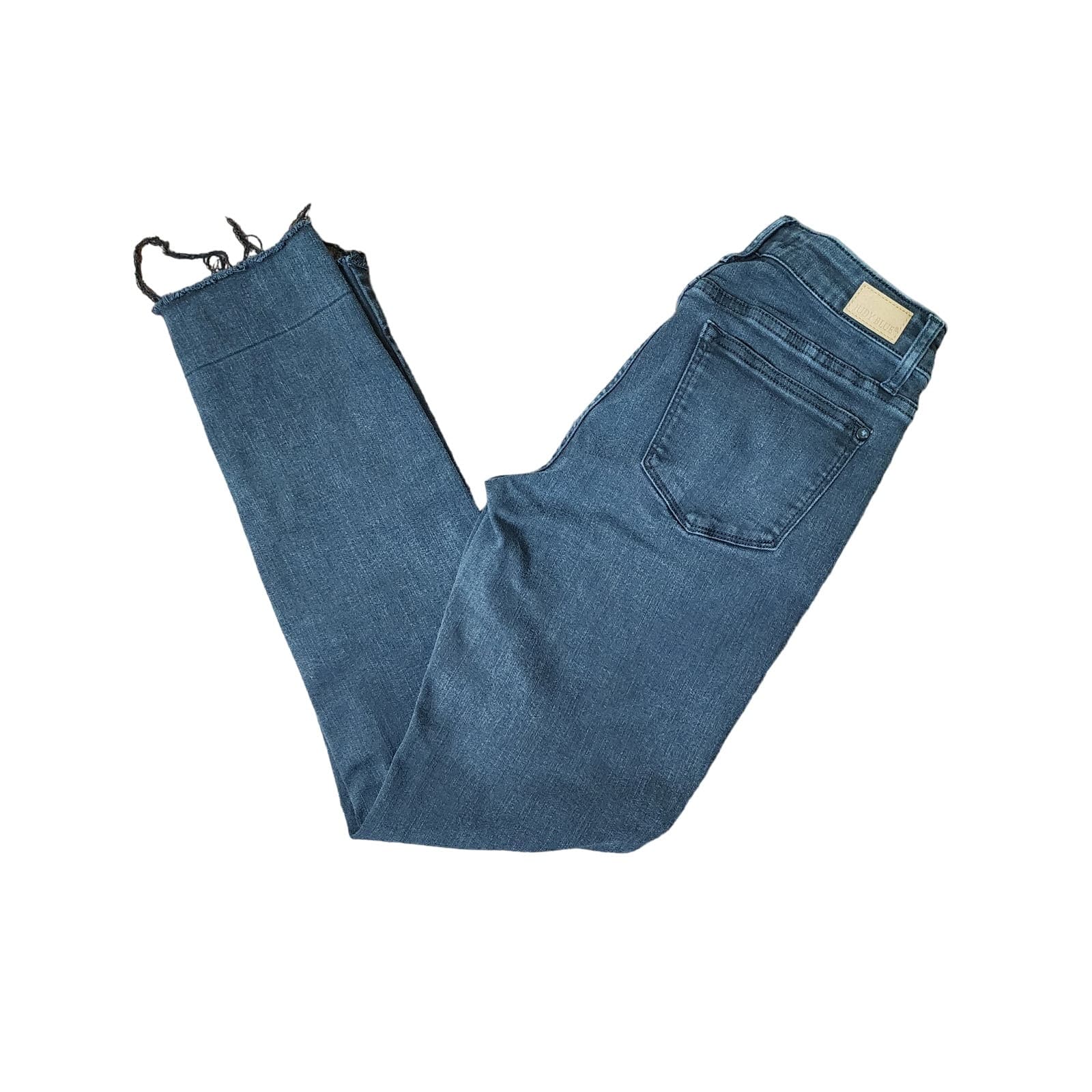 Judy Blue Black, Mid-Rise Destroyed Slim Fit Raw Hem Jeans, Size 3/26 JB88137 - Thumbnail 3