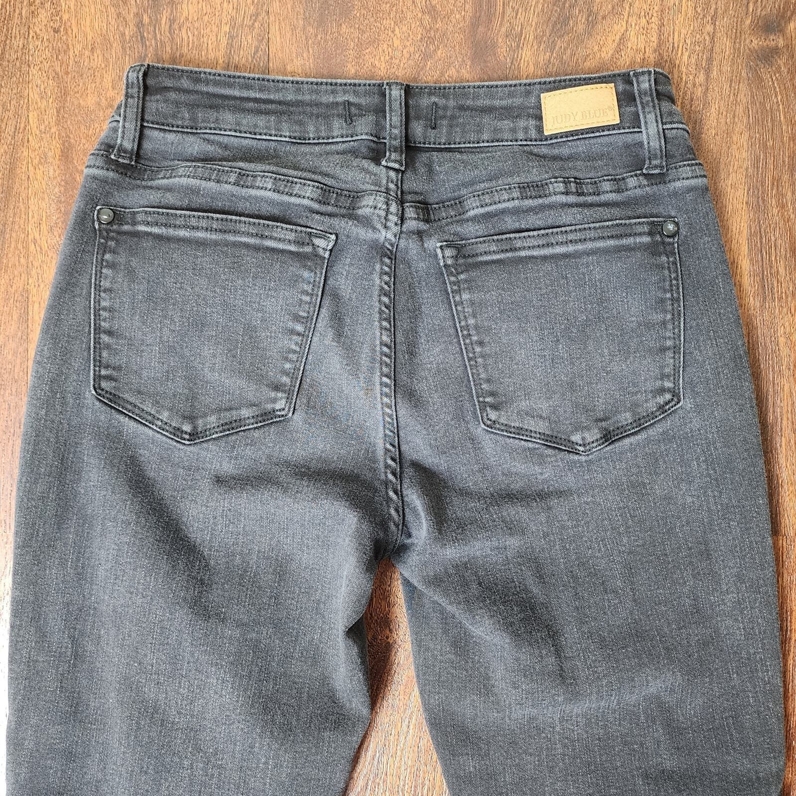 Judy Blue Black, Mid-Rise Destroyed Slim Fit Raw Hem Jeans, Size 3/26 JB88137 - Thumbnail 11