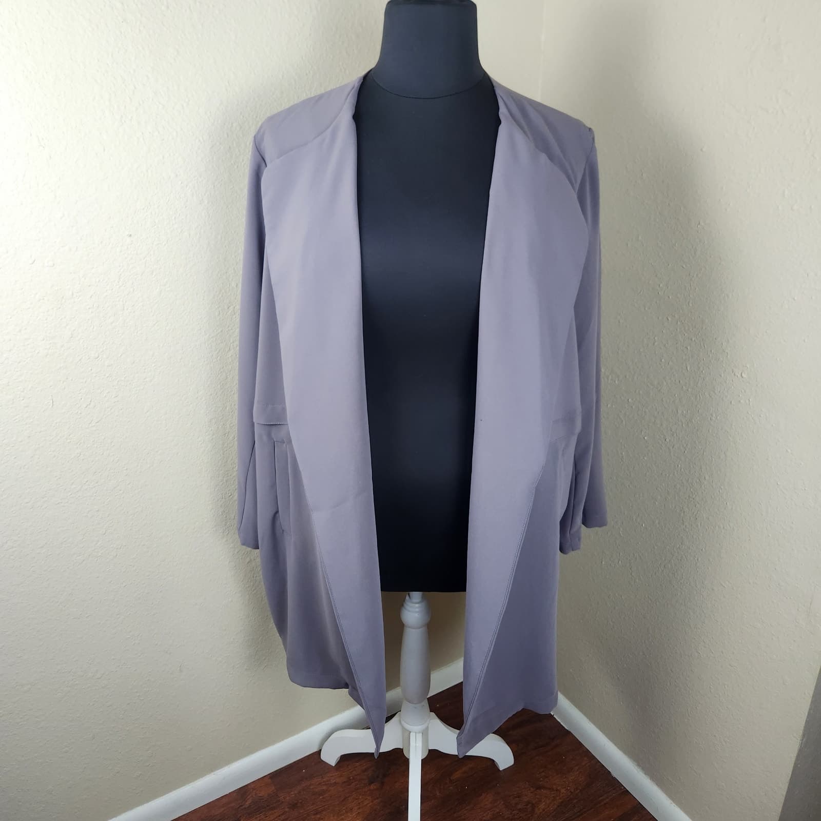 Philosophy Longline Open Front Jacket Lightweight Blazer Roll Up Sleeves 2X - Image 1