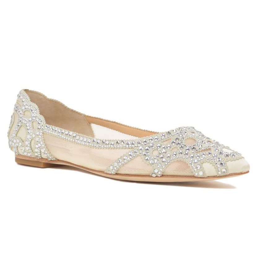 BHLDN Badgley Mischka Gigi Ballet Slippers Bridal Sparkly Pointed Toe, Size 5 - Image 1