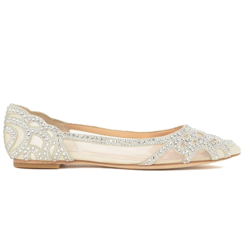 BHLDN Badgley Mischka Gigi Ballet Slippers Bridal Sparkly Pointed Toe, Size 5 - Thumbnail 2