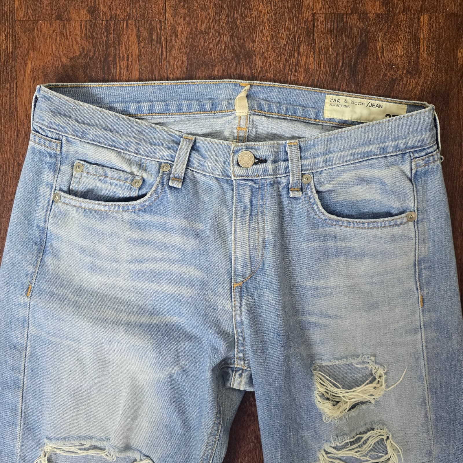 rag & bone The Dre Jean Mid-Rise Rolled Cuff Distressed Boyfriend, Size 27 - Thumbnail 3