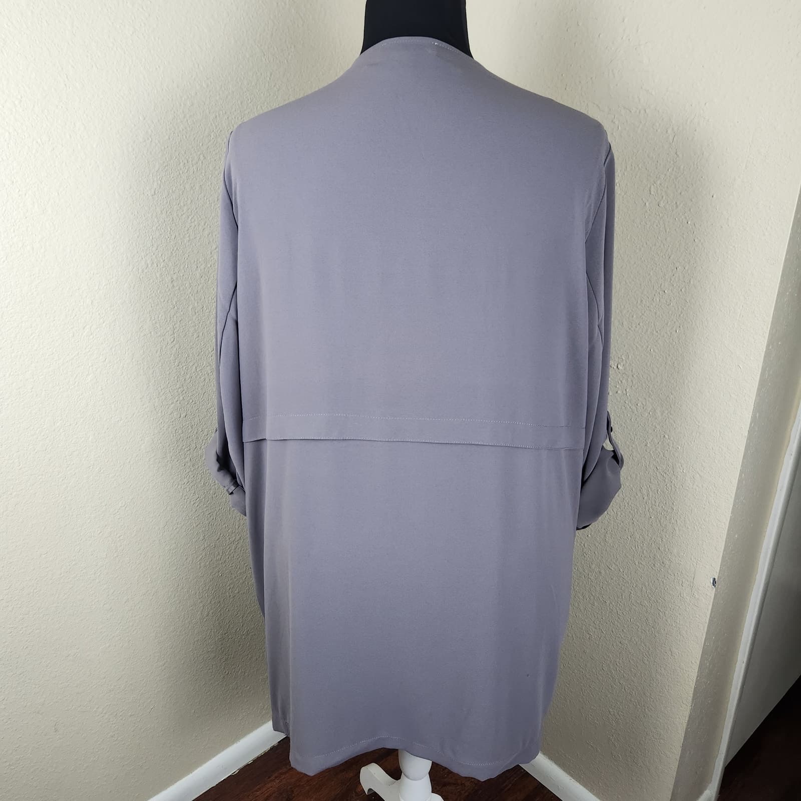 Philosophy Longline Open Front Jacket Lightweight Blazer Roll Up Sleeves 2X - Thumbnail 8