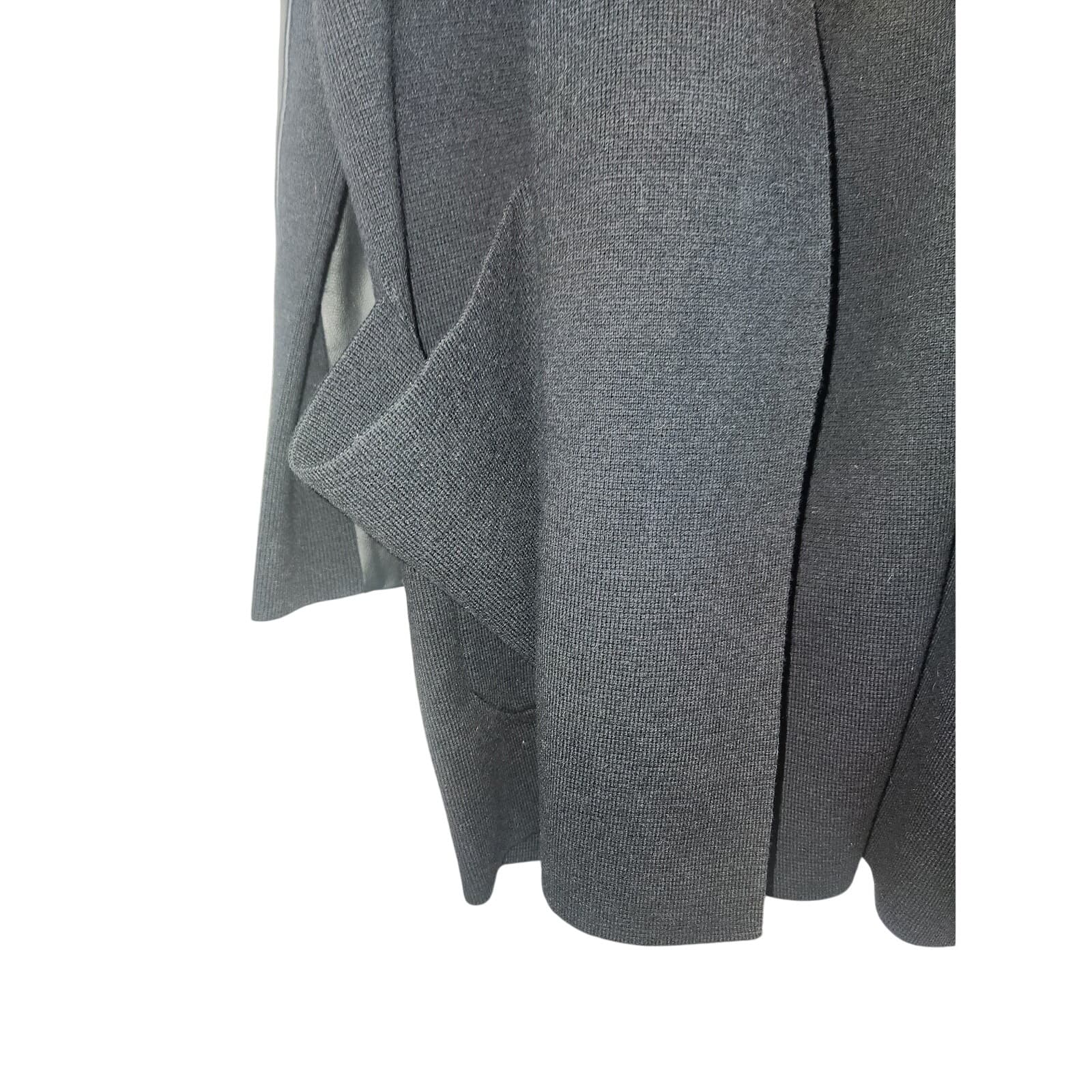 The White Company White Label Black Drapy Wool Cardigan 100% Leather Trim, 8 - Thumbnail 4